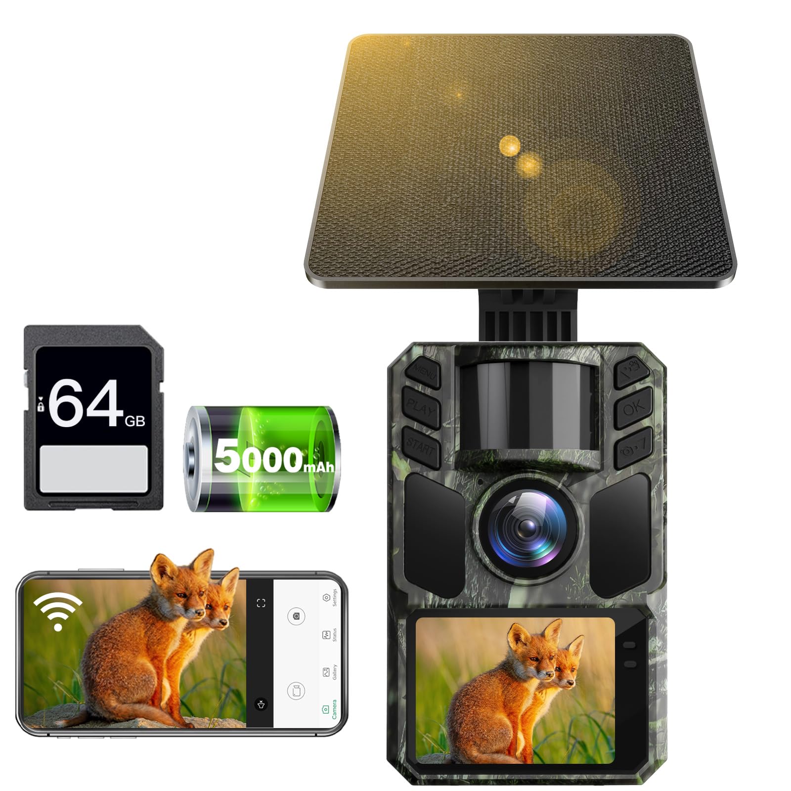 半額以下！ソーラーパネル付wifiトレイルカメラFKPCAM FK20 4K64 Amazon.com: FKPCAM Trail Camera 4K 64MP Solar WiFi Game Hunting